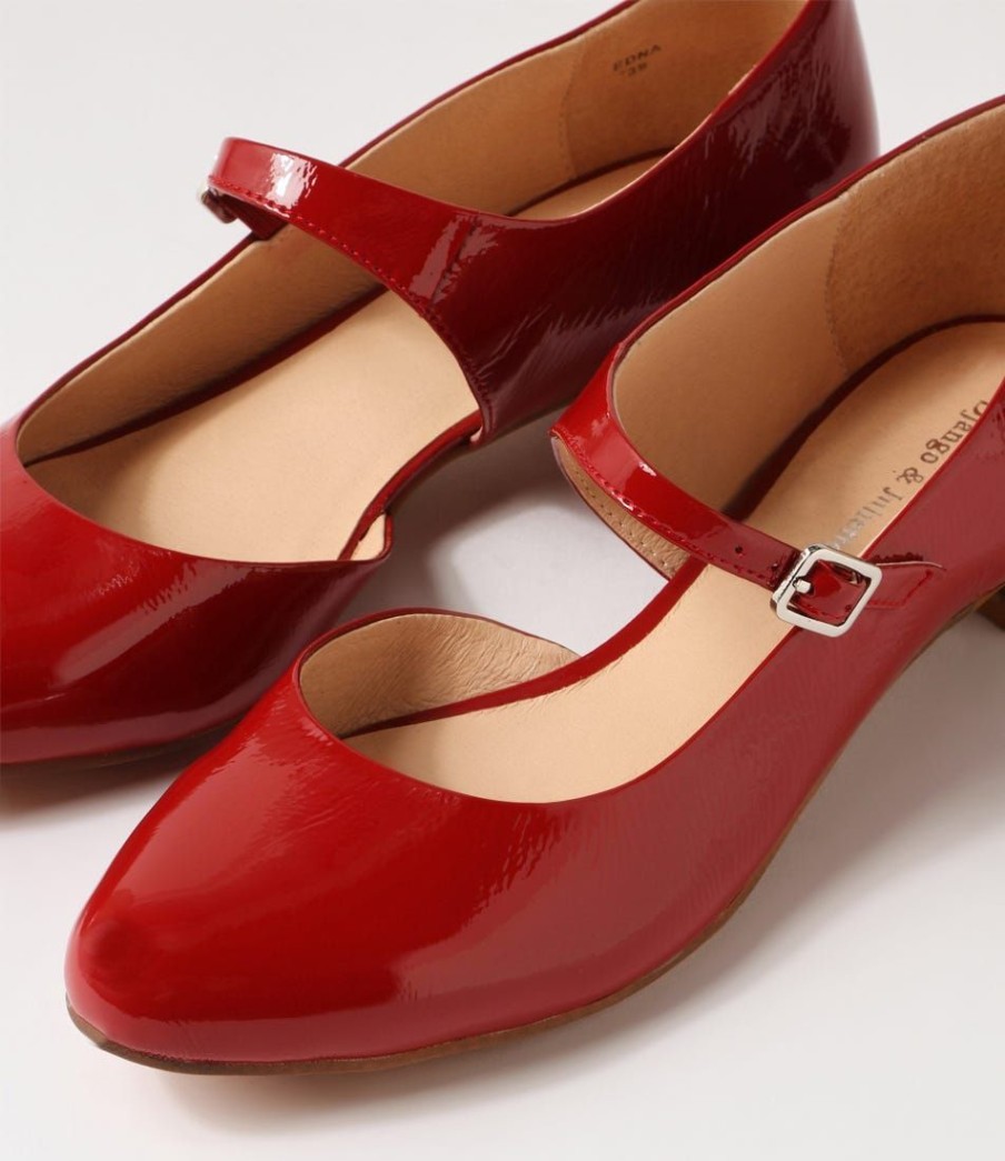 Shoes DJANGO & JULIETTE | Edna Dark Red Patent Leather Mary Janes