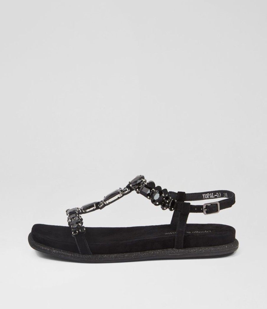 Shoes DJANGO & JULIETTE | Yopal Black Suede Jewels Sandals