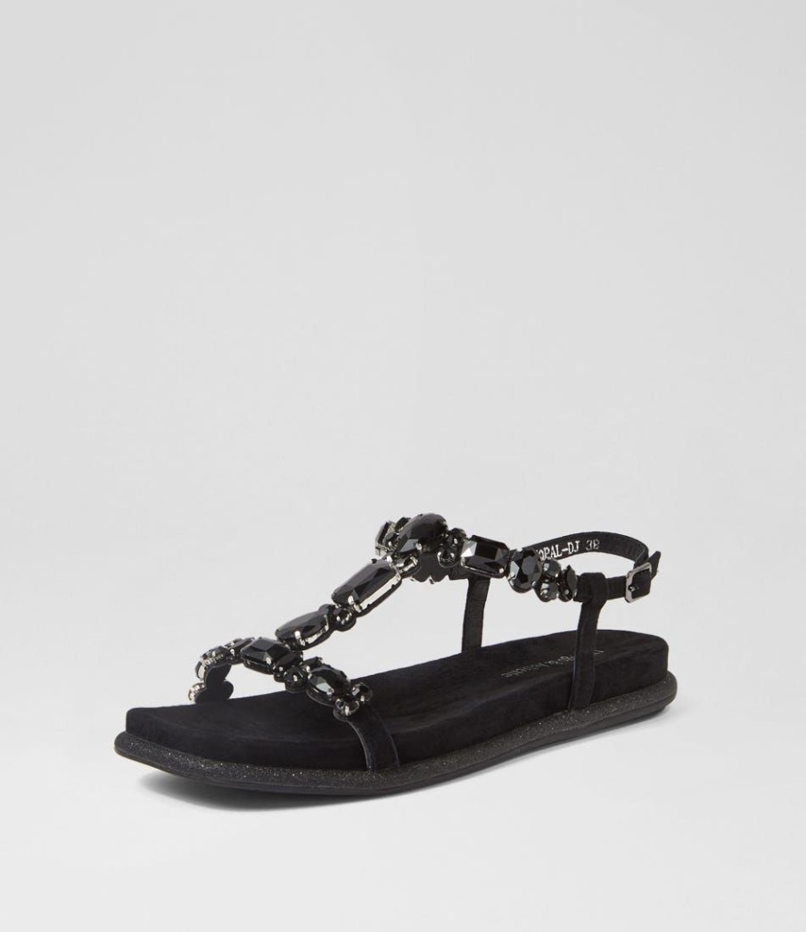 Shoes DJANGO & JULIETTE | Yopal Black Suede Jewels Sandals