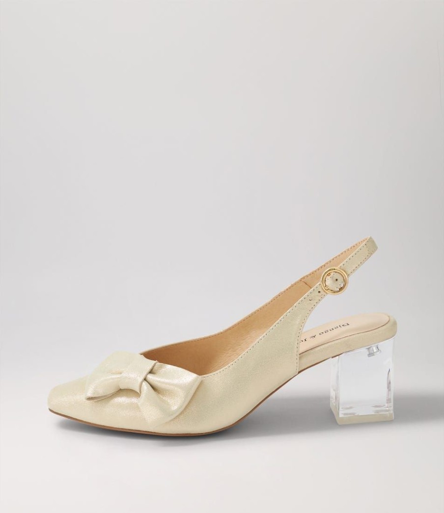 Shoes DJANGO & JULIETTE | Hadia Pale Gold Shimmer Leather Heels