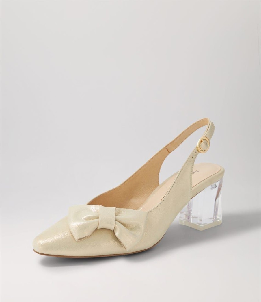 Shoes DJANGO & JULIETTE | Hadia Pale Gold Shimmer Leather Heels