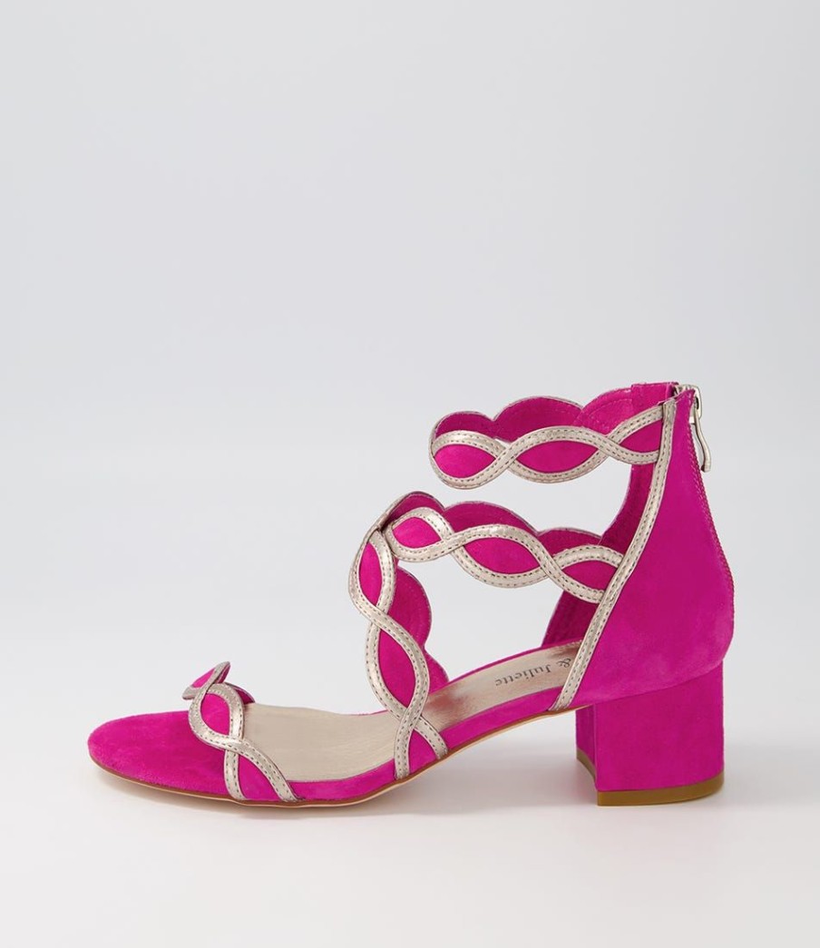 Shoes DJANGO & JULIETTE | Ailani Fuchsia Platino Suede Leather Sandals