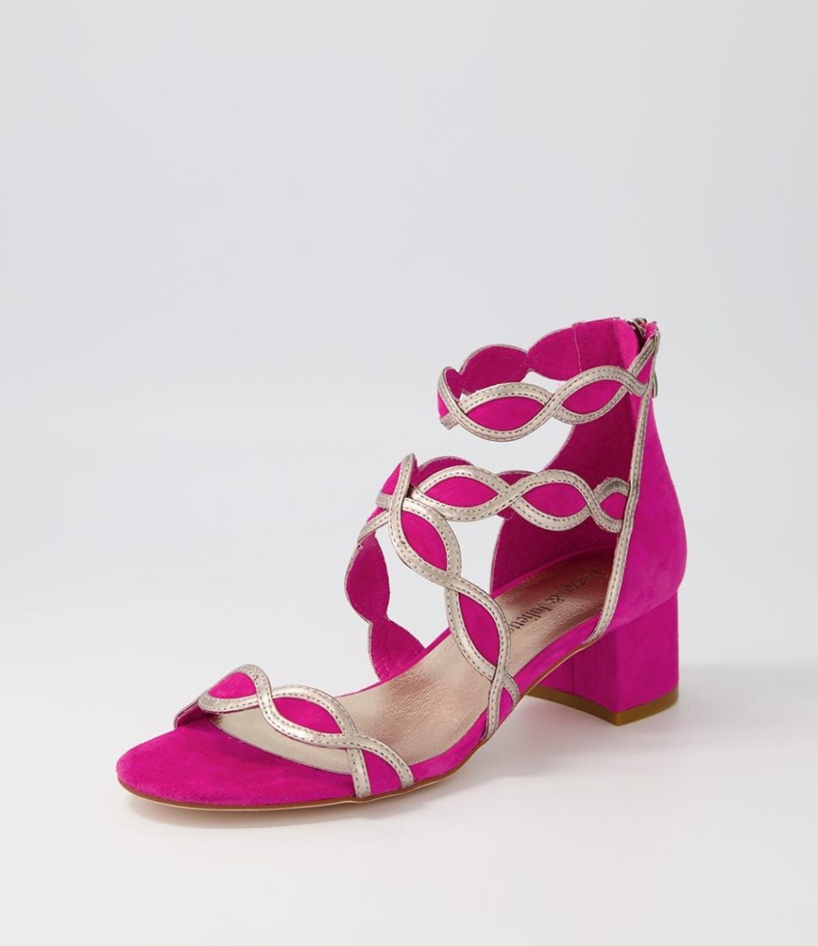 Shoes DJANGO & JULIETTE | Ailani Fuchsia Platino Suede Leather Sandals