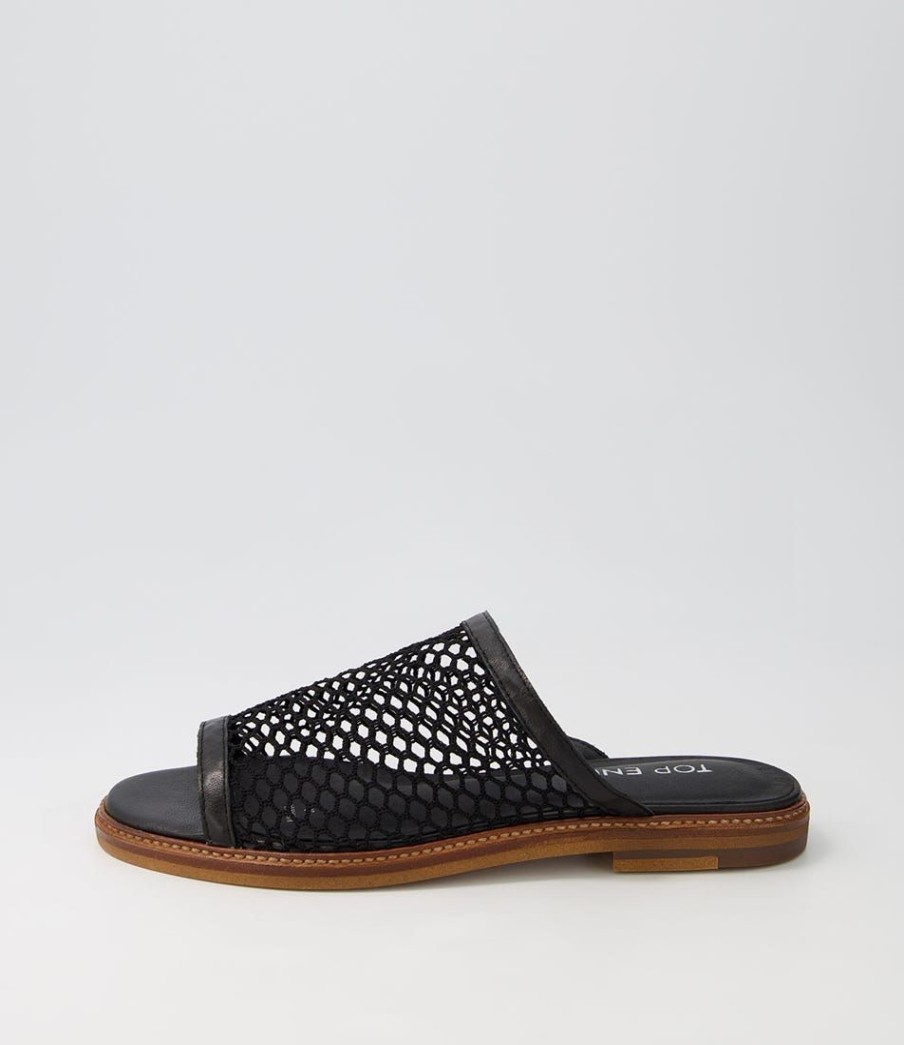 Shoes TOP END | Natavia Black Leather Mesh Slides