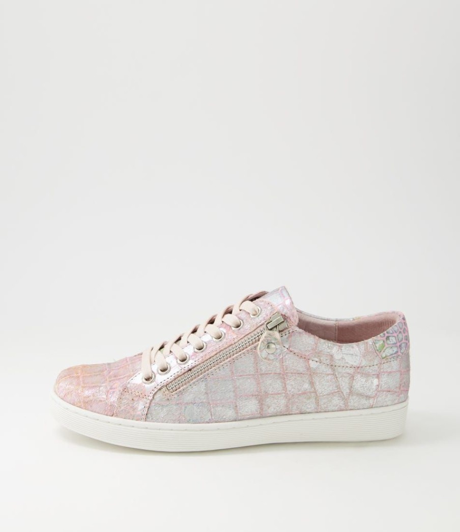 Shoes DJANGO & JULIETTE | Donat Light Pink Iridescent Pony Sneakers