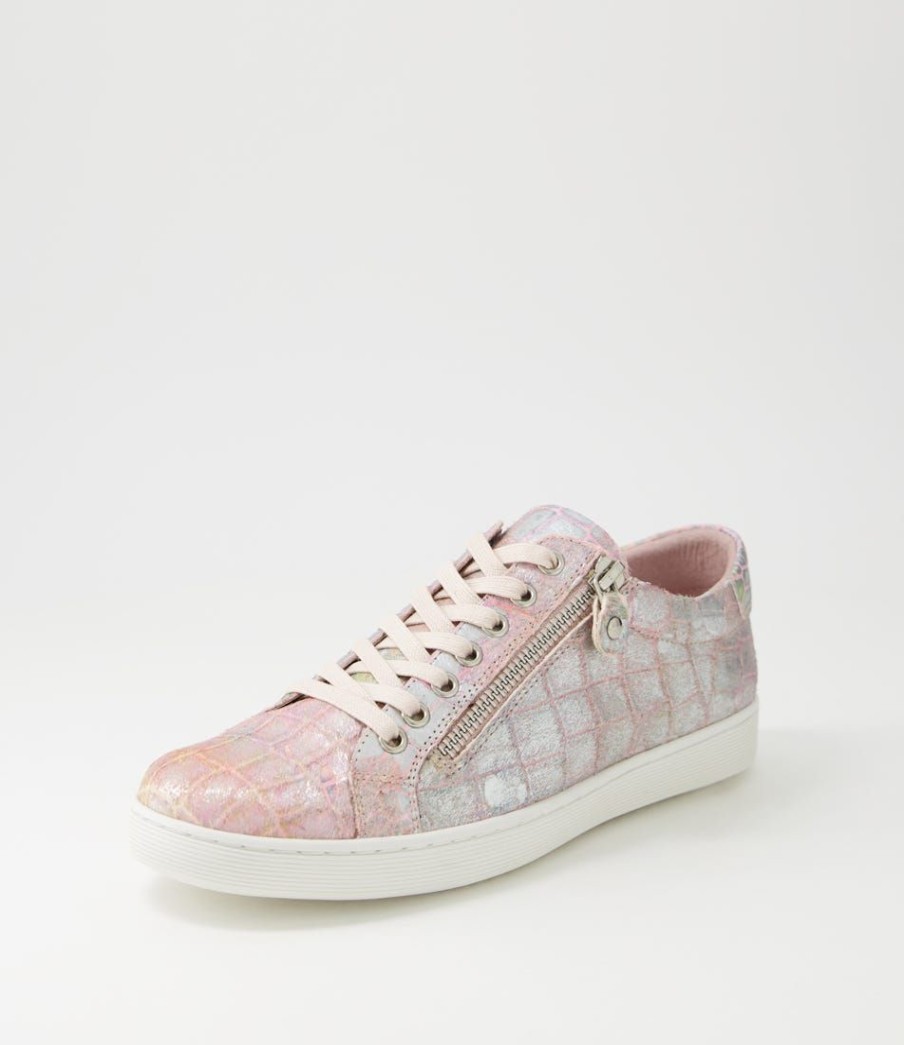 Shoes DJANGO & JULIETTE | Donat Light Pink Iridescent Pony Sneakers