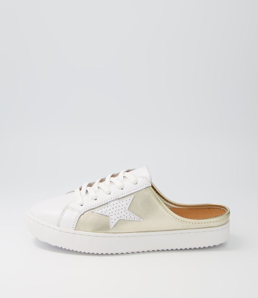 Shoes ALFIE & EVIE | Vango Gold White Leather Sneakers