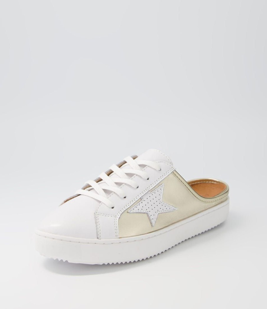 Shoes ALFIE & EVIE | Vango Gold White Leather Sneakers