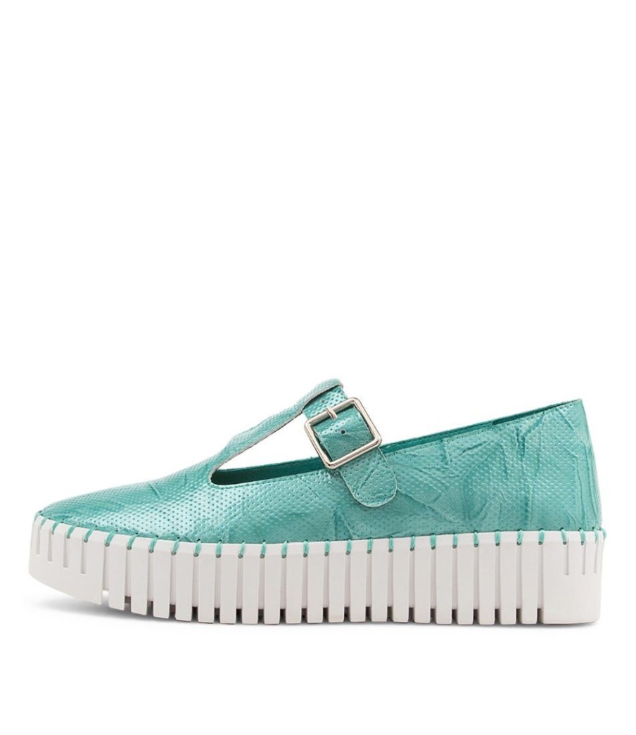 Shoes DJANGO & JULIETTE | Baholt Teal Shrunken Patent Sneakers Ws