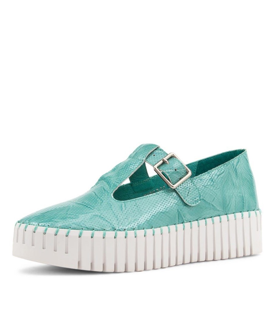 Shoes DJANGO & JULIETTE | Baholt Teal Shrunken Patent Sneakers Ws