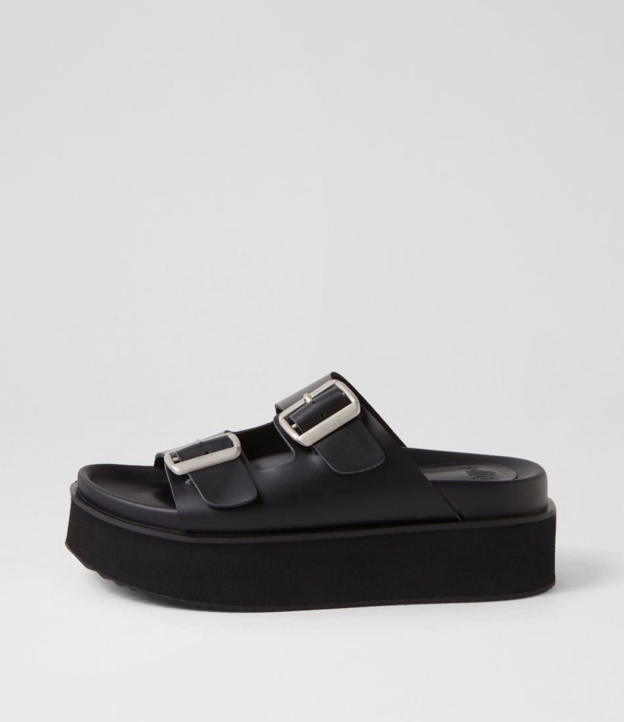 Shoes ROLLIE | Ace Slide All Black Leather Slides