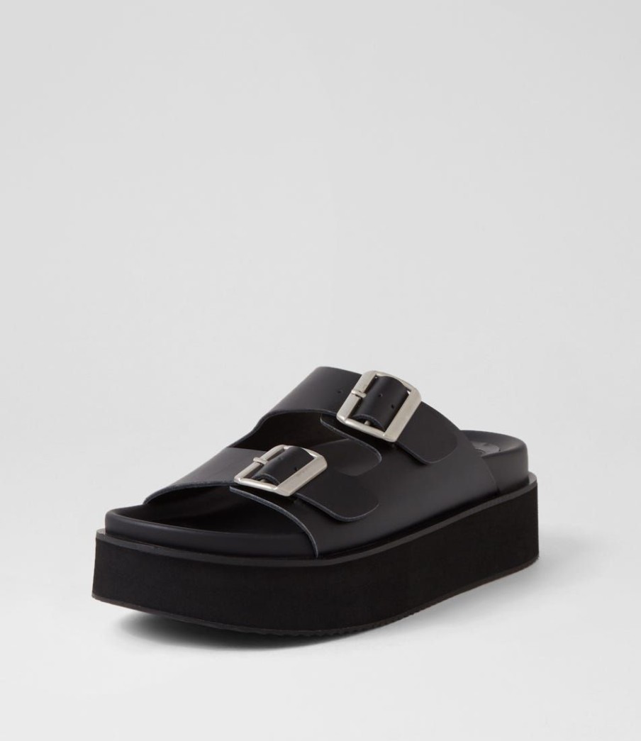 Shoes ROLLIE | Ace Slide All Black Leather Slides