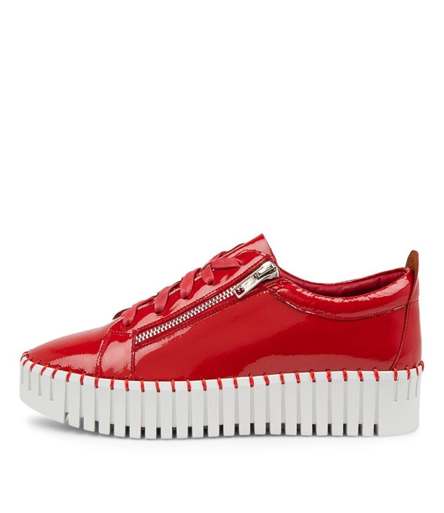 Shoes DJANGO & JULIETTE | Bump Red-White Sole Patent Leather Sneakers