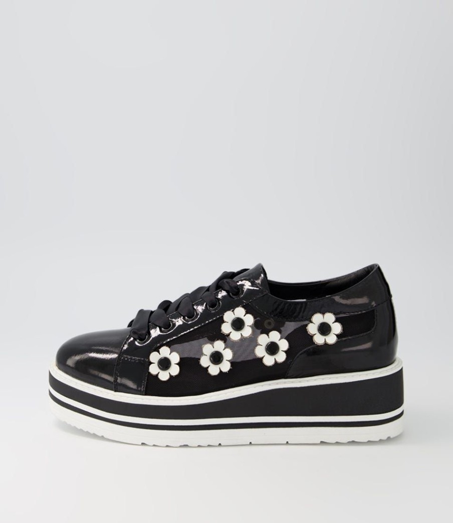 Shoes TOP END | Sereno Black White Patent Multi Sneakers