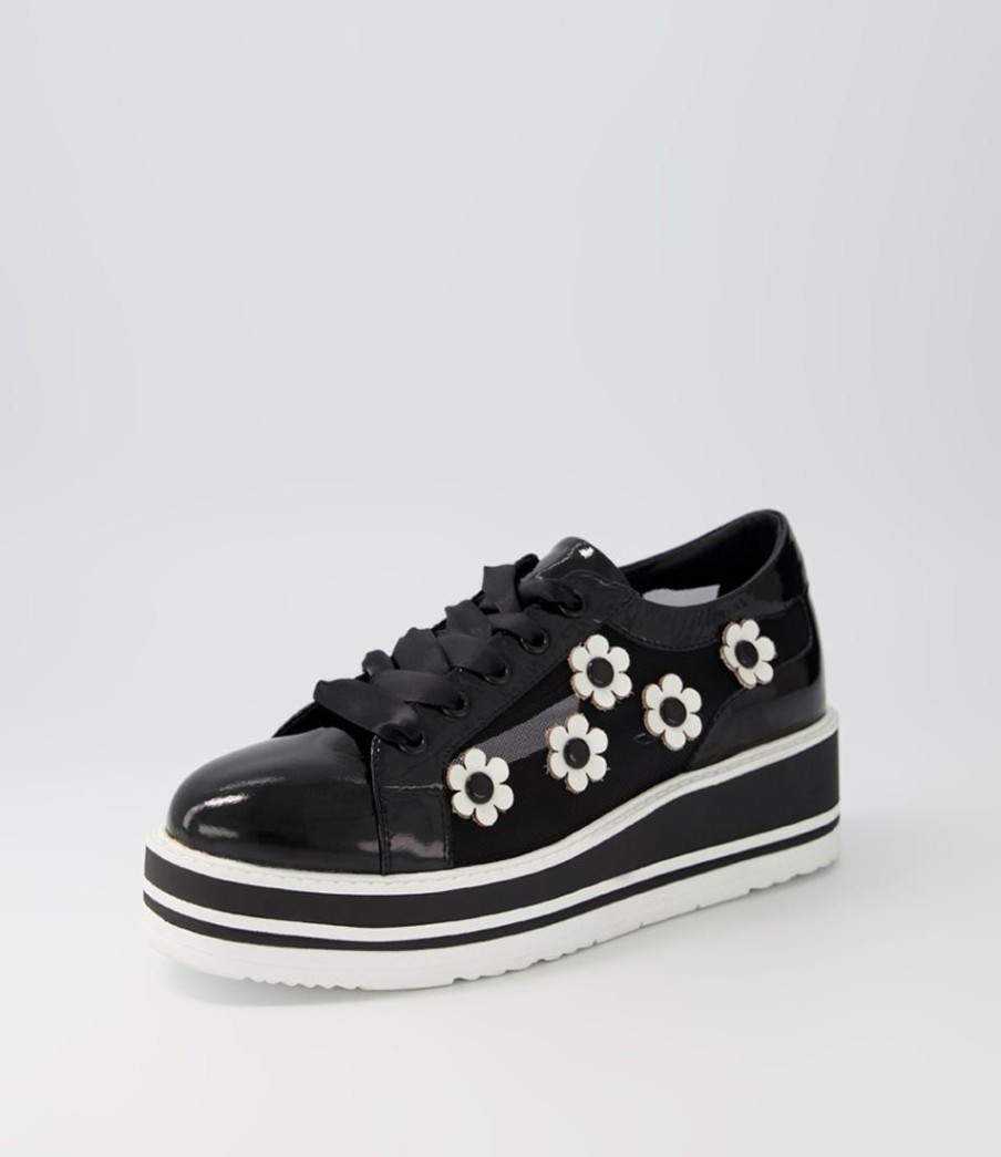 Shoes TOP END | Sereno Black White Patent Multi Sneakers