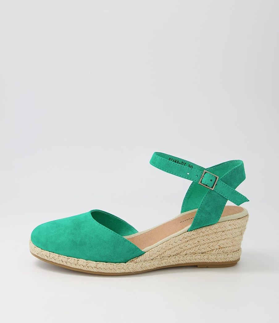 Shoes DJANGO & JULIETTE | Riana Emerald Natural Rope Suede Heels