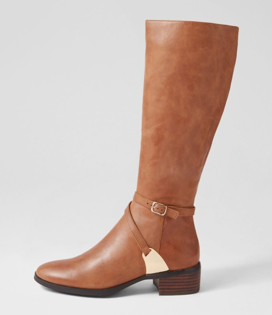 Shoes DJANGO & JULIETTE | Toxie Cognac Leather Knee High Boots