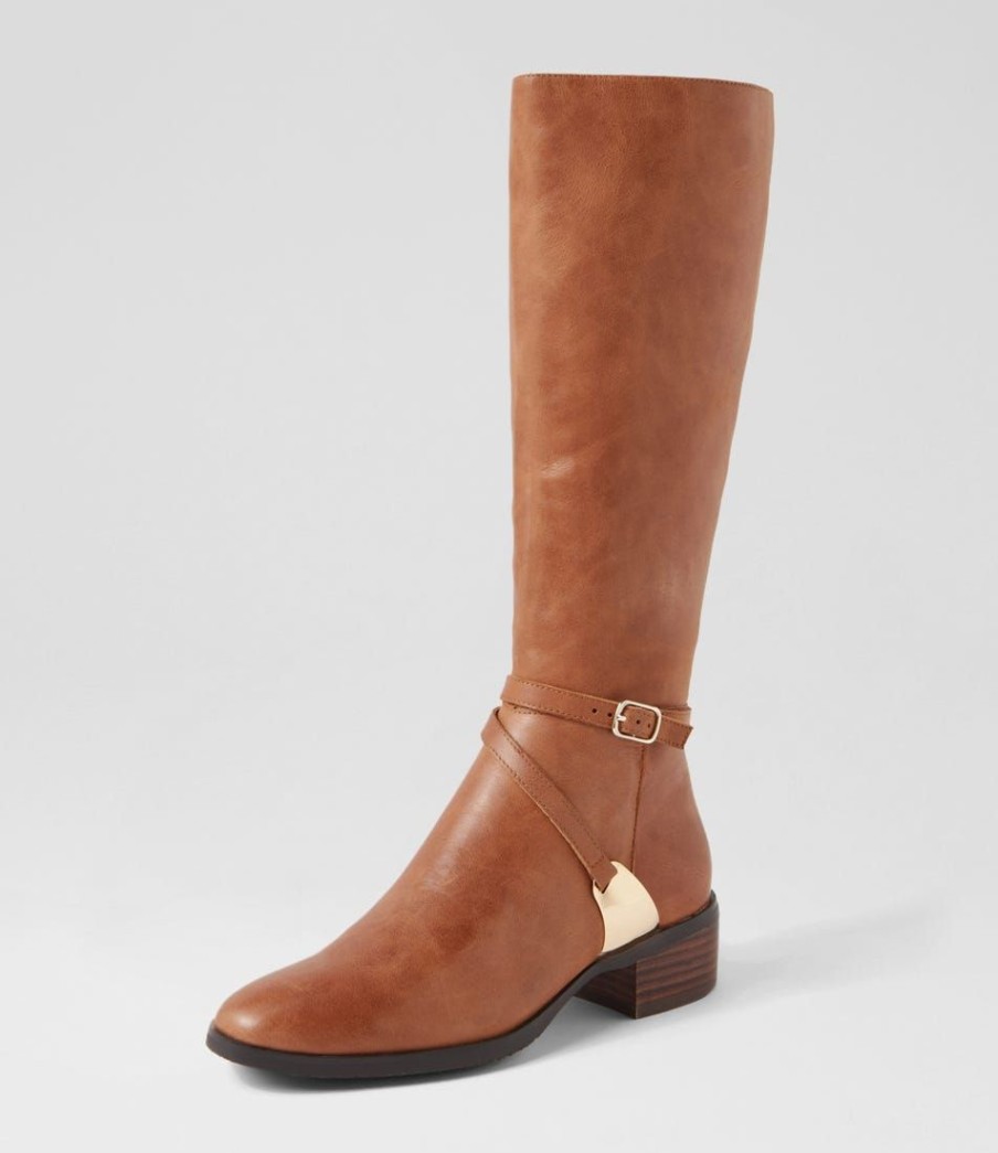 Shoes DJANGO & JULIETTE | Toxie Cognac Leather Knee High Boots