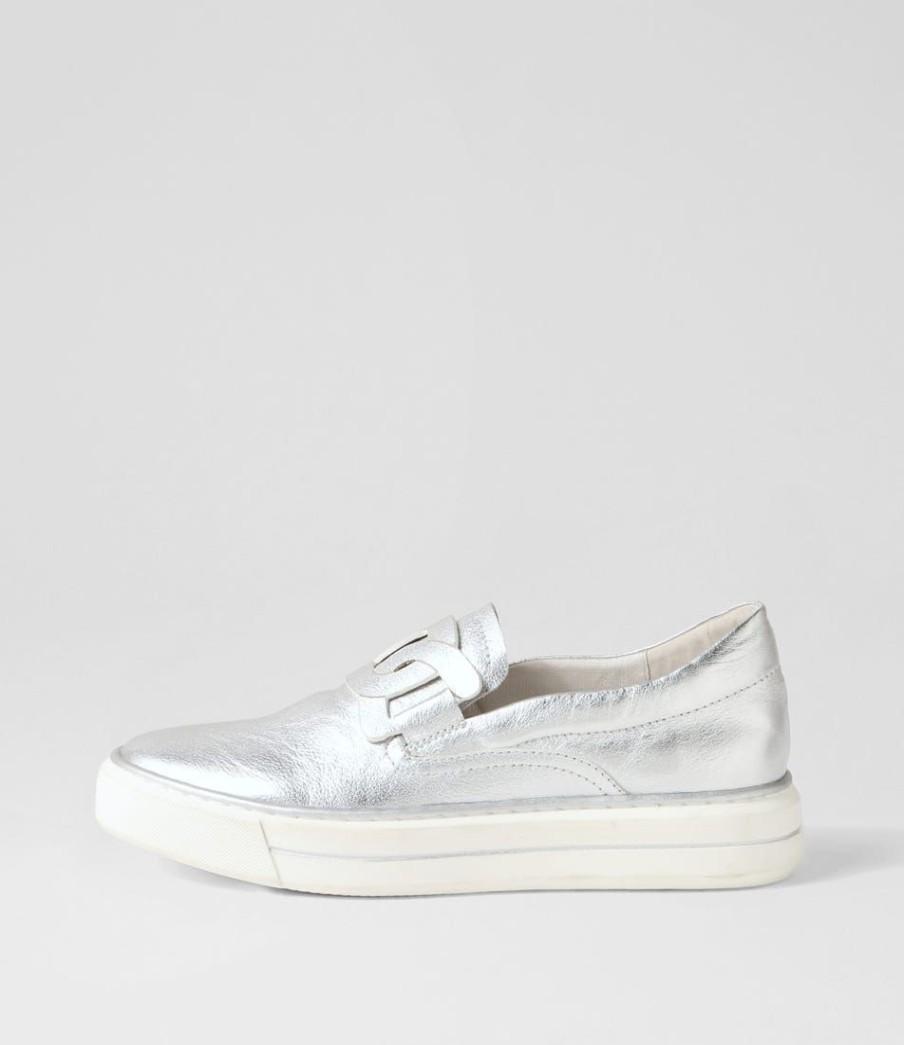 Shoes DJANGO & JULIETTE | Yinnit Silver White Leather Sneakers