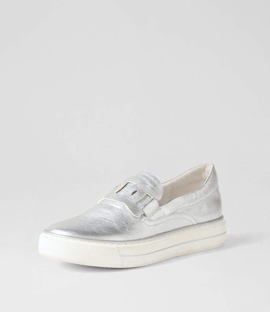 Shoes DJANGO & JULIETTE | Yinnit Silver White Leather Sneakers