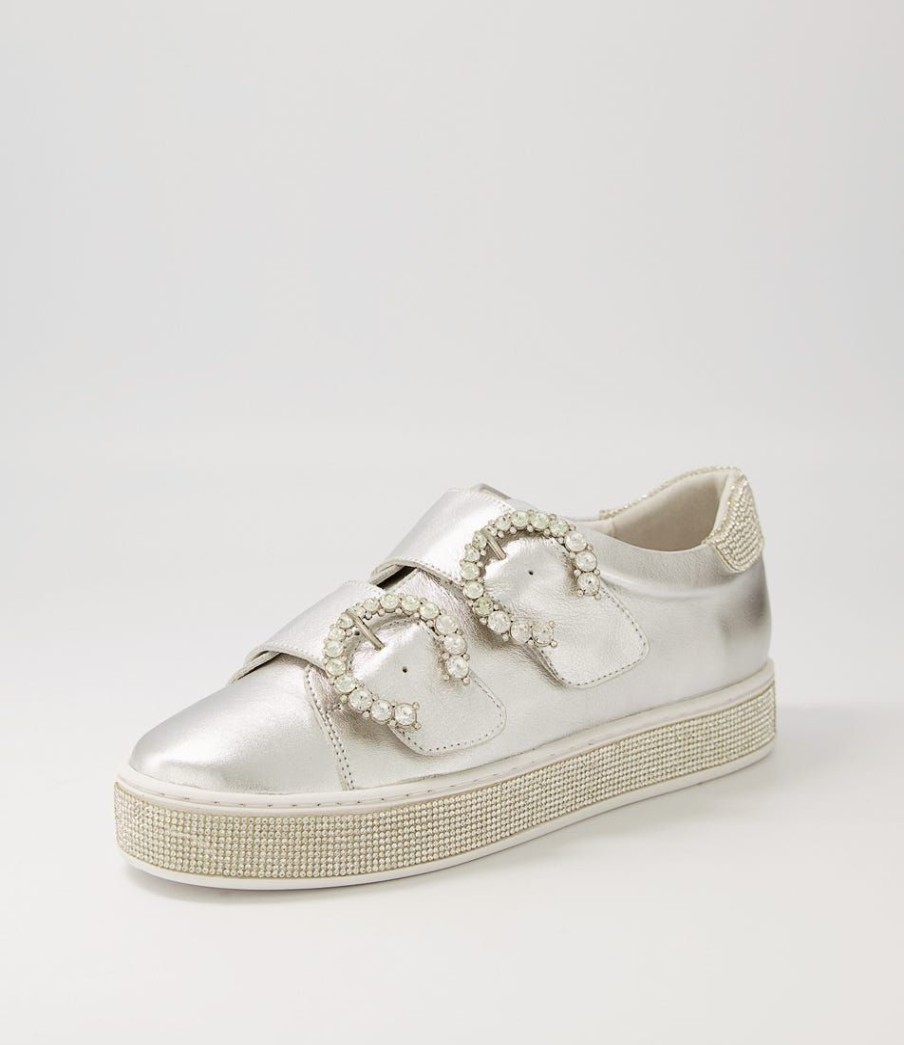 Shoes TOP END | Pillow Silver Silver Leather Jewels Sneakers