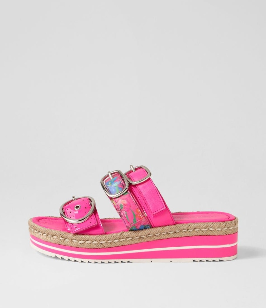 Shoes DJANGO & JULIETTE | Abbas Hot Pink Patent Multi Slides