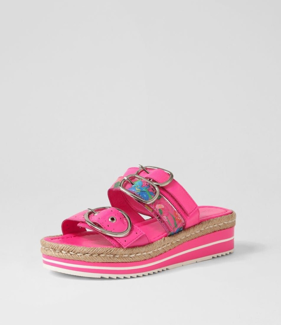 Shoes DJANGO & JULIETTE | Abbas Hot Pink Patent Multi Slides