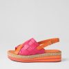 Shoes DJANGO & JULIETTE | Ames Bright Orange Fuchsia Leather Sandals