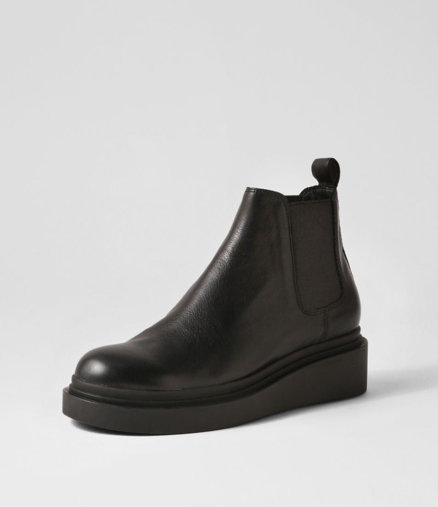 Shoes TOP END | Zoopy Black Leather Elastic Chelsea Boots