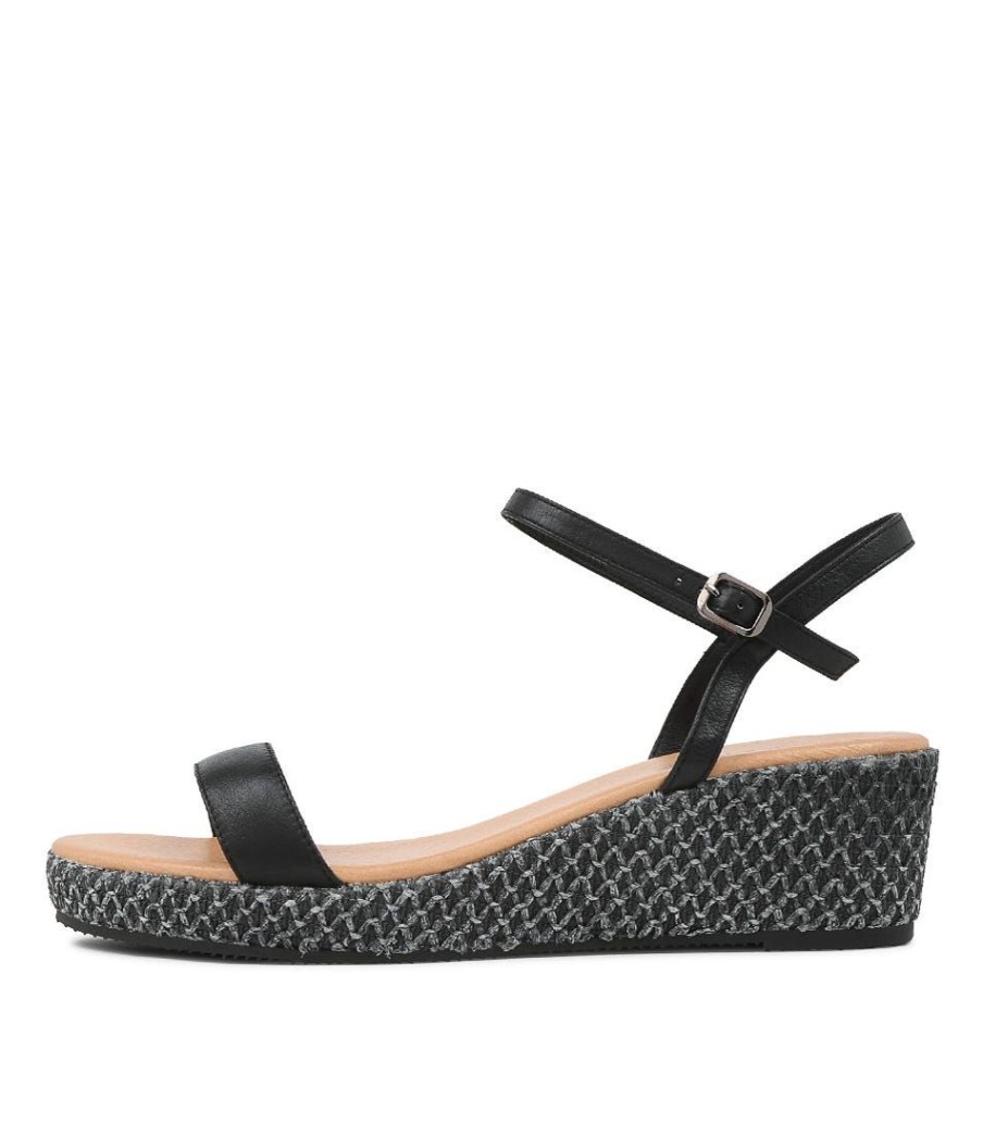 Shoes DJANGO & JULIETTE | Shielas Lrg Black Weave Leather Sandals