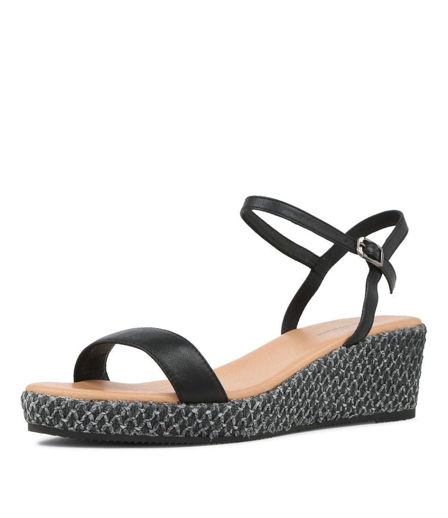 Shoes DJANGO & JULIETTE | Shielas Lrg Black Weave Leather Sandals