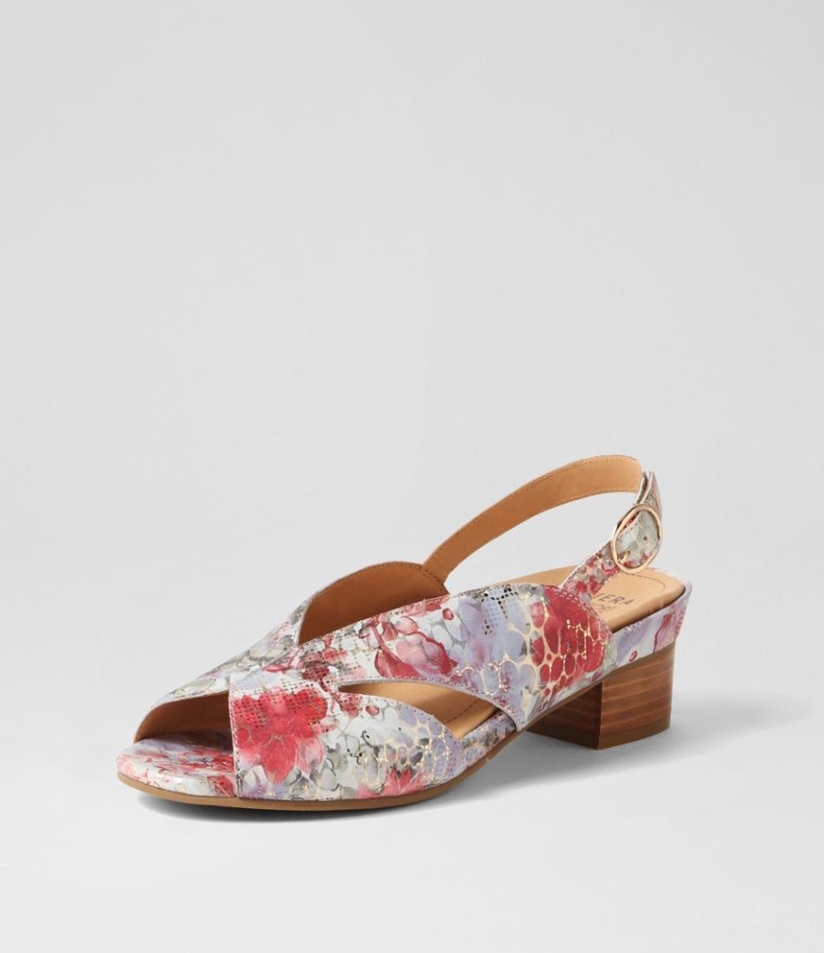 Shoes ZIERA | Addya Xw Black Floral Leather Sandals