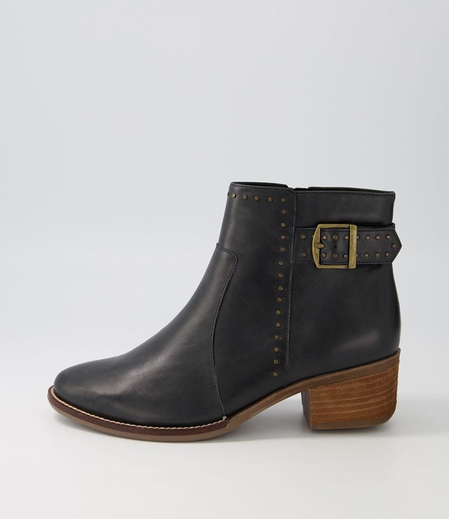 Shoes ZIERA | Elek Xf Black Leather Buckle Ankle Boots