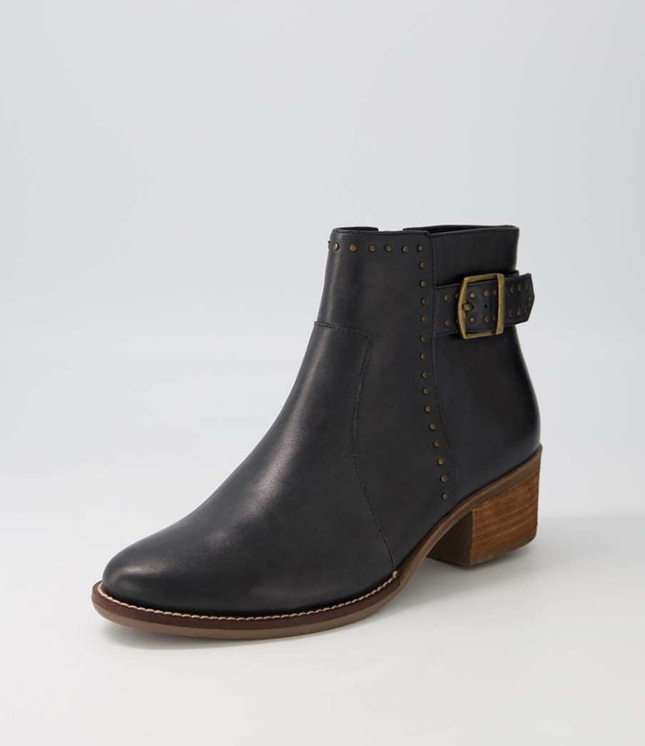 Shoes ZIERA | Elek Xf Black Leather Buckle Ankle Boots