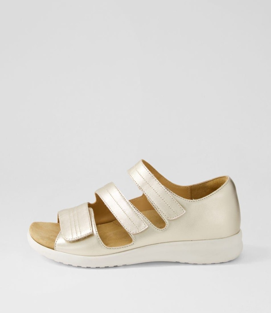 Shoes ZIERA | Bardot Xw Pale Gold White Leather Sandals