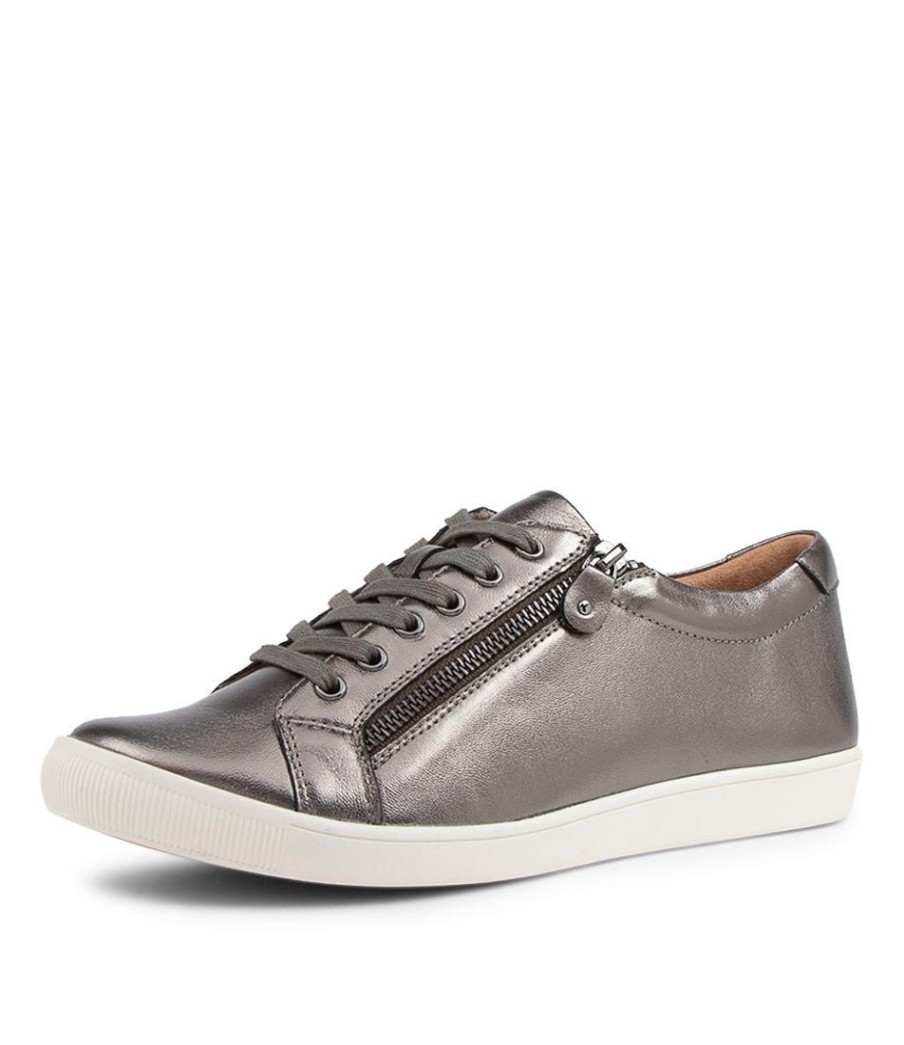 Shoes ZIERA | Diann Xf Pewter Leather Sneakers