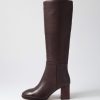 Shoes MOLLINI | Salute Choc Brown Leather Knee High Boots