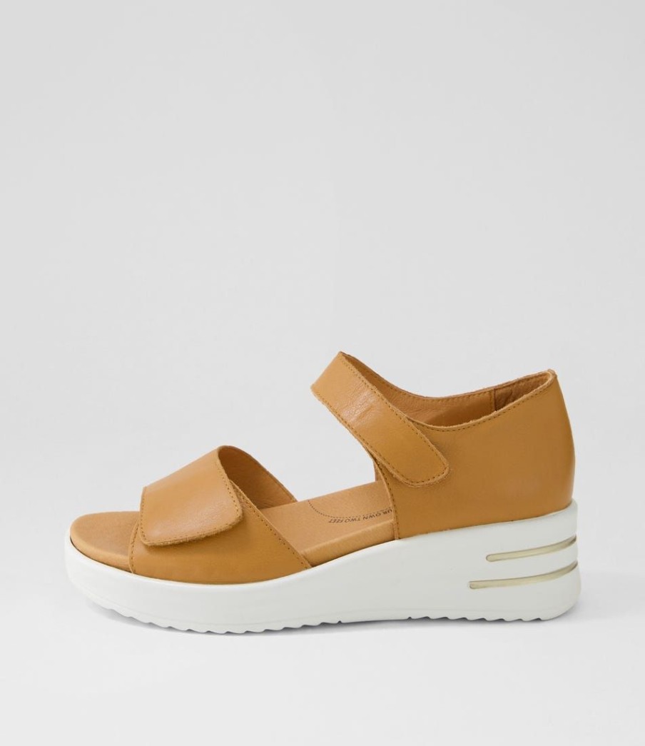 Shoes ZIERA | Sunnieys Xw Dark Tan White Leather Sandals