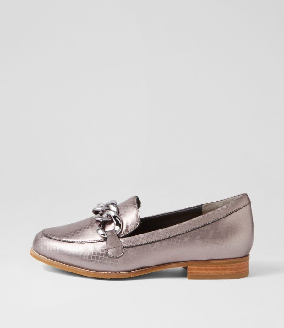 Shoes ZIERA | Tamest Xf Pewter Squares Leather Loafers