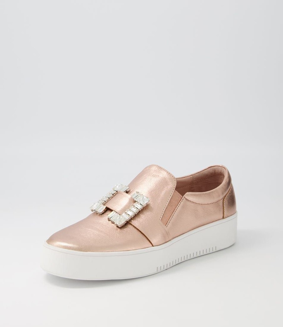 Shoes DJANGO & JULIETTE | Lafayette Pale Rose Gold Leather Sneakers