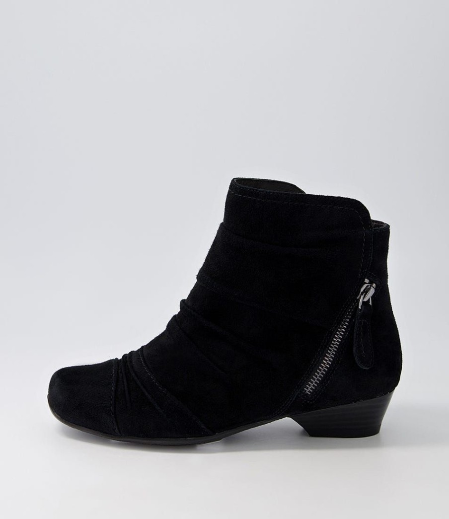 Shoes ZIERA | Camryn Xw Black Suede Ankle Boots