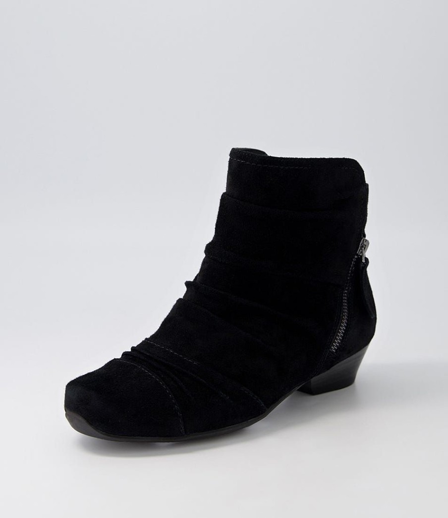 Shoes ZIERA | Camryn Xw Black Suede Ankle Boots