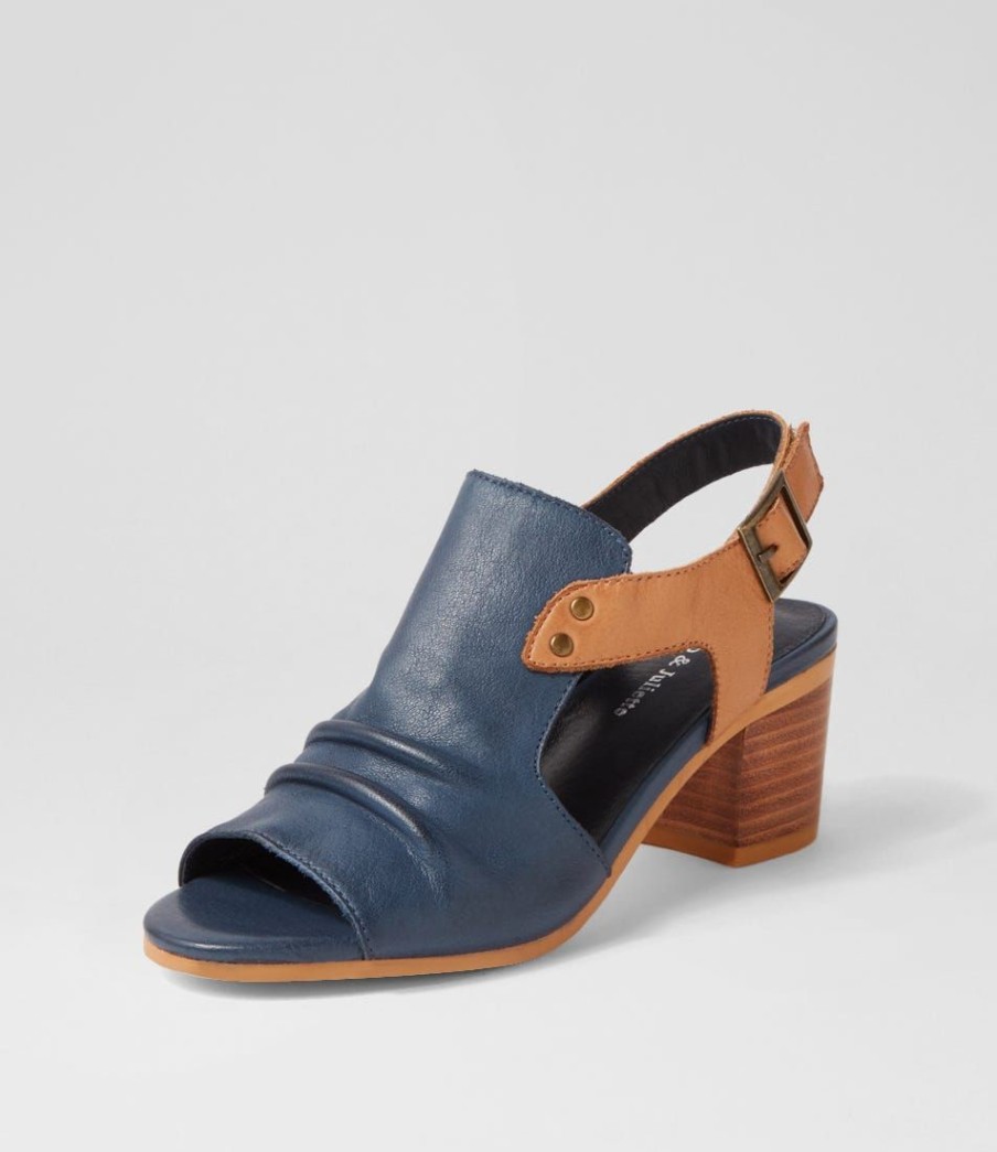 Shoes DJANGO & JULIETTE | Ballarat Navy Dark Tan Leather Sandals