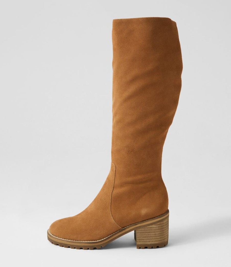 Shoes MOLLINI | Balt Tan Natural Heel Suede Knee High Boots