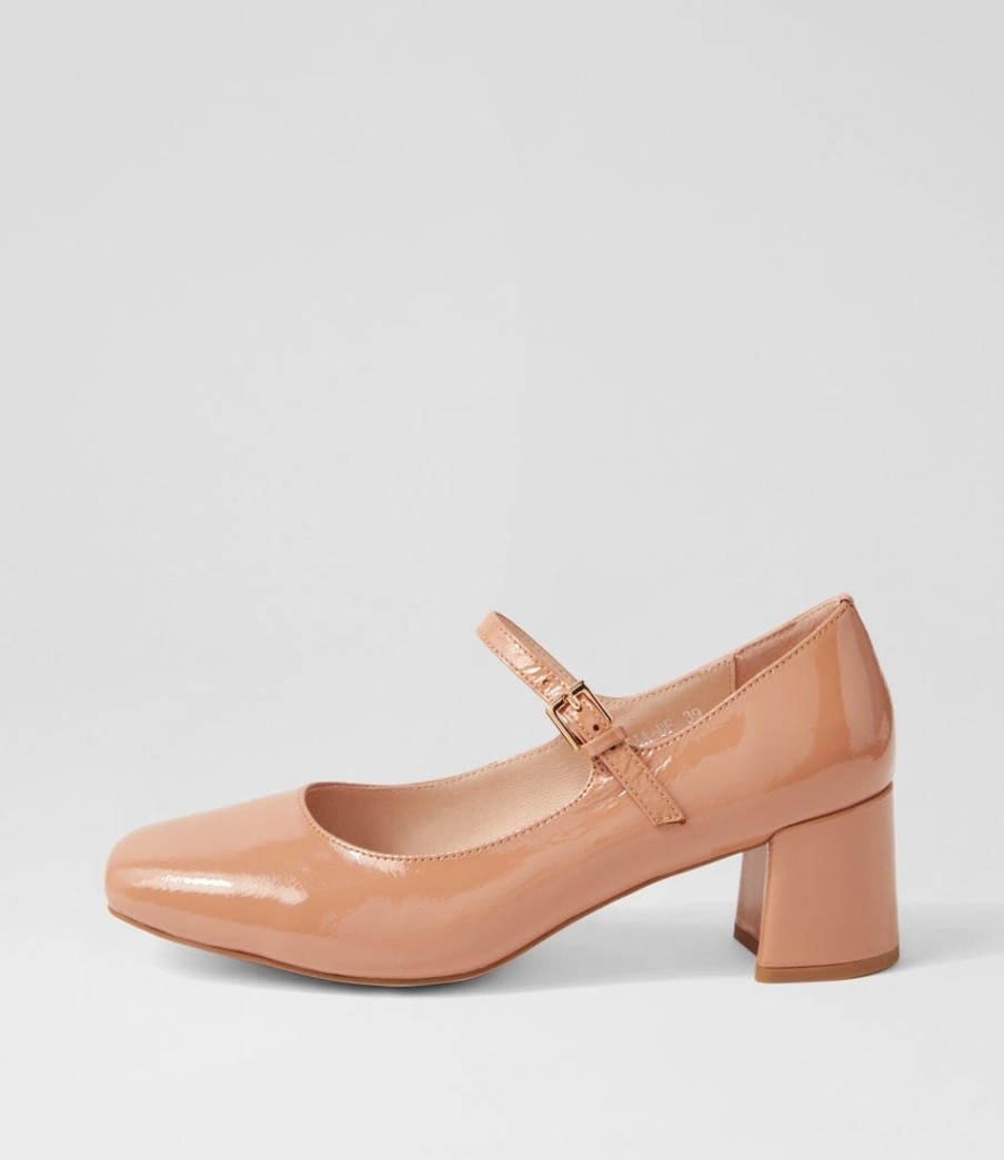 Shoes DIANA FERRARI | Cartia Dark Nude Patent Leather Mary Jane Heels