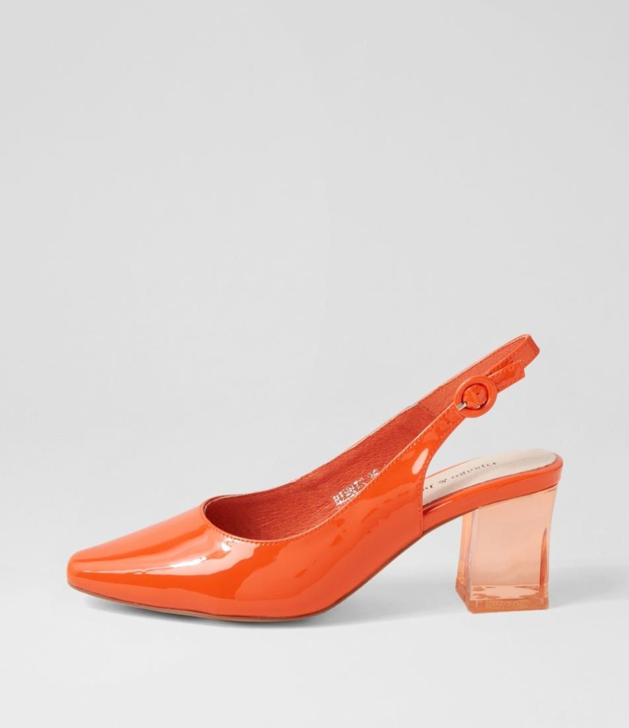 Shoes DJANGO & JULIETTE | Hinnis Orange Patent Leather Heels