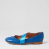 Shoes TOP END | Mairi Cobalt Metallic Elastic Leather Lace Up Flats