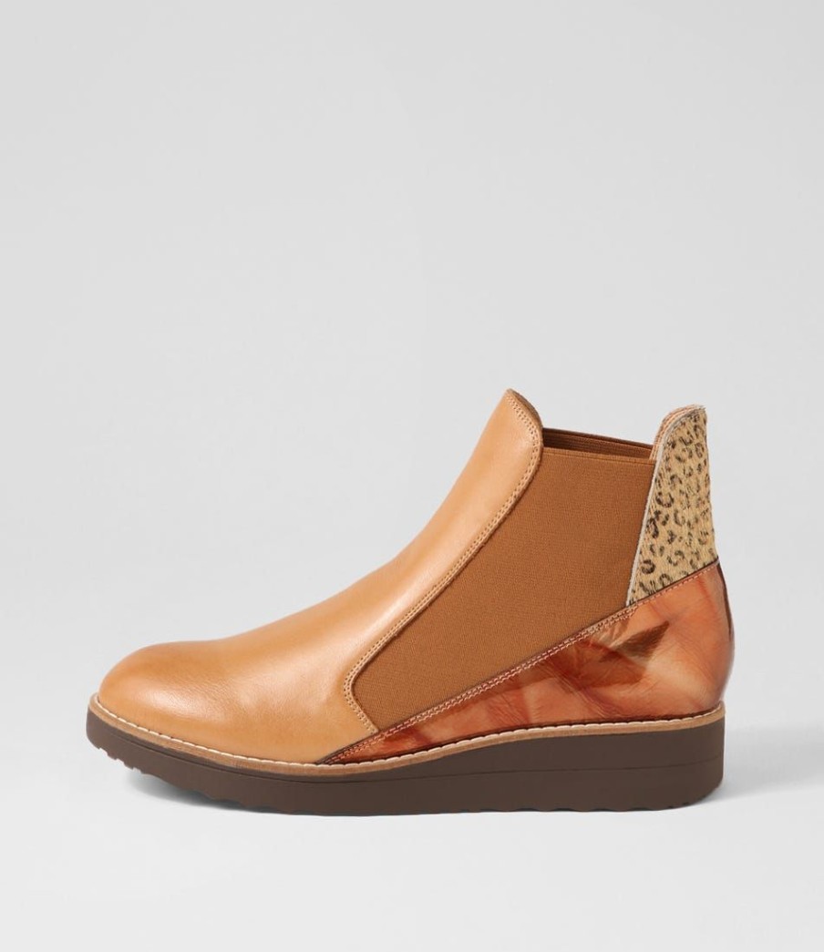 Shoes TOP END | Osiel Dark Tan Camel Gold Leopard Multi Chelsea Boots