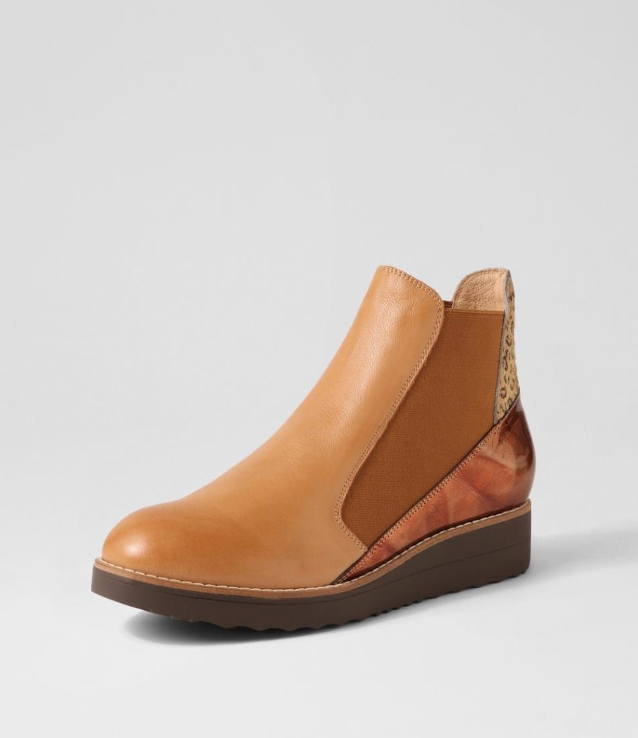 Shoes TOP END | Osiel Dark Tan Camel Gold Leopard Multi Chelsea Boots