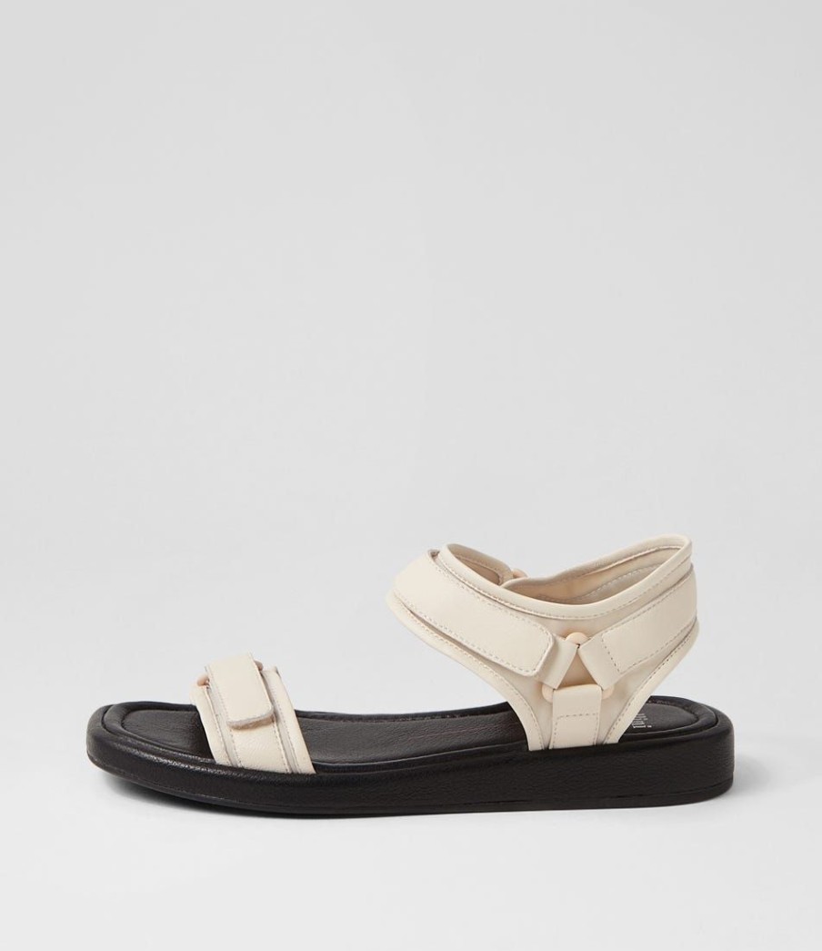 Shoes MOLLINI | Rising Cream Black Leather Sandals